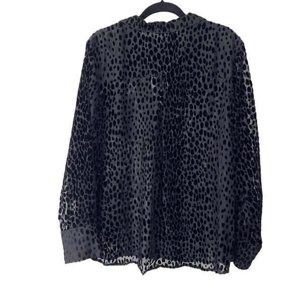 Good American Sheer Bliss Velvet Burnout Blouse Womens Size 6 Relaxed Fit Black - Picture 2 of 11